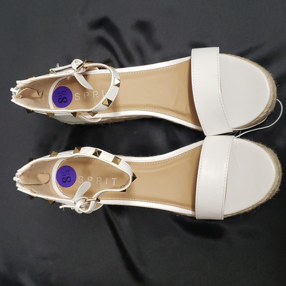 Esprit NWT "Romy" White Wedge Ankle Wrap Studded Sandal - Picture 5 of 6